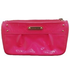 Michael Kors Patent Leather Clutch Hot Pink Vintage Mini Zip Top Travel Pouch